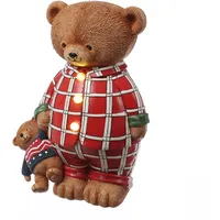 MARELIDA LED Bär Teddybär im Schlafanzug Dekofigur H: 24cm