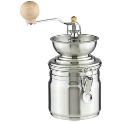 Haushalt International Edelstahl Kaffemühle mit Keramik-Kegelmahlwerk 14056
