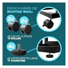 CASARIA Beistelltisch C-Form 50x40x66cm Schwarz