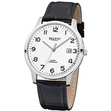 REGENT Herren-Armbanduhr XL Analog Quarz Leder 11110662