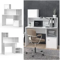 Vicco Schreibtisch Alwin Weiß 115 x 55 cm mit 2 Türen