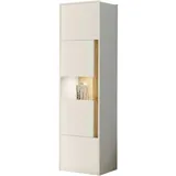 furn.design Stauraumvitrine Center Weiß, Eiche Wotan, Holzwerkstoff, Nachbildung,Eiche, Uni, Holz Optik, 3 Fächer, 50x197x40 cm, Wohnzimmer, Wohnwände, Vitrinenschränke