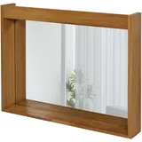 Mendler Teak-Wandspiegel HWC-M75, Badspiegel, Holzrahmen, hochwertiges B-Grade-Teak (Kernholz, 20-30 Jahre), 77x100cm