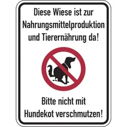 Hinweisschild, Wiese zur Nahrungsmittelproduktion - 300 x 400 x 2 mm Aluverbund
