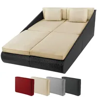 Montafox Poly Rattan Tagesbett XXL 2 Personen Liege Auflagen 10cm Doppelliege Daybed Gartenliege Sonneninsel Liegeinsel Garten Terrasse Outdoor, Farbe:Titan-Schwarz/Sandstrand