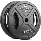 Amonax AMONAX Gusseisen Hantelscheiben Set, 2,5kg, 5kg, 10kg Hantel Set für 25mm & 50mm Olympia Gewichte Hantel Bar, Metall Hantelscheiben für Gewichtheben und Hip Thrust, Hantelscheiben für Home Gym