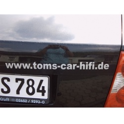  Schriftaufkleber www.toms-car-hifi.de, silber 