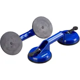 Relaxdays 2 Kopf Saugheber 2er Set, Transport von Scheiben, Fliesen & Platten, Glasheber 80 kg, Saughalter Ø 12 cm, blau, 7 x 32.5 x 12 cm