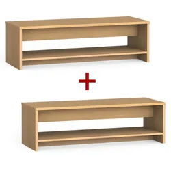 Umkleidebank mit schuhablage 1+1 GRATIS, verstärkt, 1500 mm breit, Buche