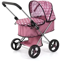 Bayer Design 14976AA Puppenwagen mit Wannenabdeckung, integriertem Korb, für Puppen bis 46 cm, Nordisches Rosa