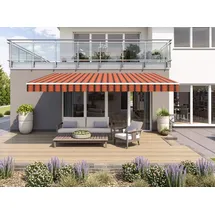 WISMAR Gelenkarmmarkise Classic orange-braun gestreift inkl. Motor, Handsender, Solar Panel