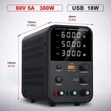 Labor DC Netzgerät - WPS 60V 5A 300W - Einstellbare Spannung Strom - Labornetzteil - Einzel Ausgang - 220V EU Stecker