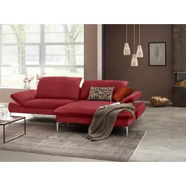 W.Schillig Ecksofa "enjoy&MORE, mit tollem Sitzkomfort, elegant und bequem, L-Form", rot (ruby rot z59), B:294cm H:87cm T:185cm, Chenille-Flachgewebe R66 (85% Polyester, 15% Nylon);Longlife Xtra-Leder Z59: Glattleder mit modischer Prägung.
