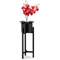 Relaxdays Blumentopf Ständer, Blumenständer inklusive Topf, modern, Pflanzenständer Metall,