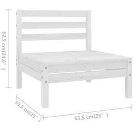 vidaXL Garten-Lounge-Set 8-tlg. Massivholz Kiefer weiß