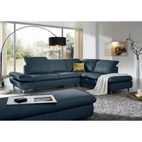 W.Schillig Ecksofa Taoo, elegant und zeitlos, bequem, L-Form, Breite 296cm, mit Sitziefenverstellung & Kopfteilverstellung blau