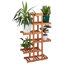 relaxdays Blumenregal Holz hellbraun rechteckig 81,0 x 125,0 cm