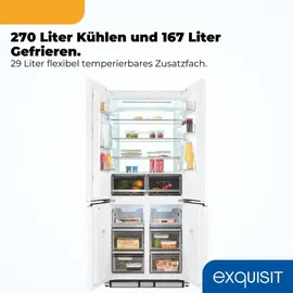 Exquisit EMD470-170-200E Multi Door (466 l, 1930 mm hoch, Inox weiß)