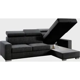 m-punkt Ecksofa TOKIO mit Bett und Bettkasten Sofa/Schlafsofa - Schwarz