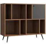 SalesFever Bücherregal 118 x 40 x 76 cm Walnuss/Grau