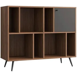 SalesFever Bücherregal 118 x 40 x 76 cm Walnuss/Grau