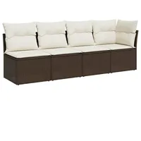 vidaXL Gartensofa 4-Sitzer Loungesofa braun