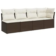 vidaXL Gartensofa 4-Sitzer Loungesofa braun