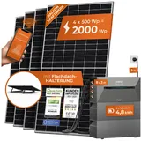 Solarway® All In One Balkonkraftwerk mit Speicher 2000W komplett Steckdose - 4,8 kWh Anker Solix 2 PRO Speicher - Solaranlage Komplettset - 500W Solarmodule & Anker Speicher & Zubehör