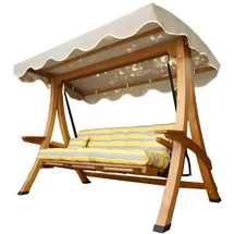 JV Möbel Luxuriöse Braun-Beige Gartenschaukel 3-Sitzer