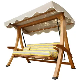 JV Möbel Luxuriöse Braun-Beige Gartenschaukel 3-Sitzer