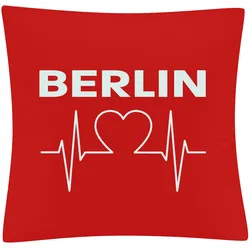 multifanshop Kissenbezug - Berlin rot - Herzschlag - Druck weiß - Kissen