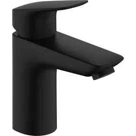 Hansgrohe Logis 100 mit Push-Open Ablaufgarnitur - Waschtischarmatur Ablauf, Wasserhahn Bad mit Auslauf Höhe 100mm, Mischbatterie Waschbecken wassersparend (EcoSmart), Mattschwarz