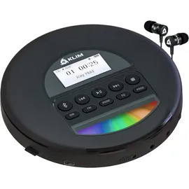Klim Nomad CD Player Bluetooth - Tragbarer CD-Player Discman mit langlebigem Akku - Inklusive Kopfhörer - CD-R, CD-RW, MP3 - Mit TF-Reader, Radio FM - Ideal für Autos