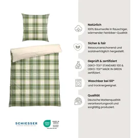SCHIESSER Bettwäscheset Morris - Feinbiber - 2-teilig - 135 x 200 cm - Grün