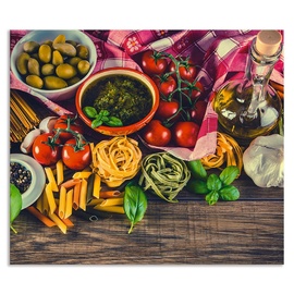 Artland Küchenrückwand »Italienisch mediterrane Lebensmittel«, (1 tlg.), Alu Spritzschutz mit Klebeband, einfache Montage, bunt