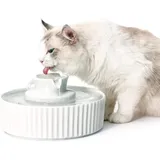 VinDox 360 Katzenbrunnen Keramik, 2.1L Trinkbrunnen für Katze Keramik Trinkbrunnen Schüssel für Katze und Hunde mit Ersatzfilter und Schaumstoff Intelligente Pumpe (weiß)