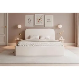 Selsey Polsterbett 140x200 mit Bettkasten, Chenille, cremefarben -