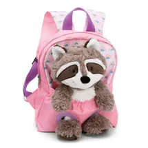 NICI Rucksack mit Waschbär 25cm - Kindergartenrucksack Mädchen & Jungen - Weicher Rückenbereich & verstellbare Gurte - 49845