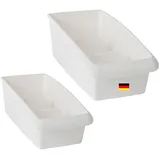 Novaliv Medikamenten Organizer Set Hausapotheke - 25 x 12 cm und 25 x 16 cm WEISS - Medikamentenbox Aufbewahrung für Pillen Tablettenbox Pflasterbox Medizinbox Vitamine Verband Behälter