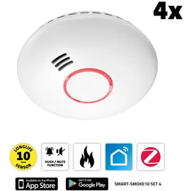 Alecto SMART-SMOKE10 SET 4 - Starterset Smart Zigbee Verbindungsstück mit 3 Smart Zigbee Rauchmeldern,