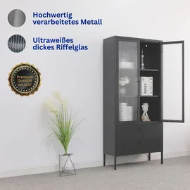 Coemo Vitrine Paris 80 x 35 x 180 cm Schwarz