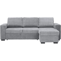 Carryhome Ecksofa, Grau, Textil, Uni, 3-Sitzer, Ottomane rechts, seitenverkehrt montierbar, L-Form, 244x157 cm, Liegefunktion, seitenverkehrt erhältlich, Schlafen auf Sitzhöhe, Wohnzimmer, Sofas & Couches, Wohnlandschaften, Ecksofas