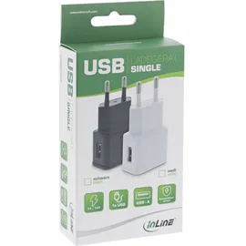 InLine InLine® USB Ladegerät Single, Netzteil, 100-240V zu 5V/1,2A, weiß