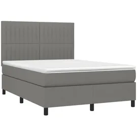 vidaXL Boxspringbett mit Matratze & LED Dunkelgrau 140x200 cm Stoff