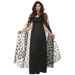 Underwraps Kostüm Geprägtes Fledermaus Kapuzencape, Wunderschöne Ergänzung zu Deinem Vampirkostüm schwarz
