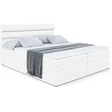 altdecor Boxbett, Weiß Hochglanz, Holzwerkstoff, Höhe ca. 20 cm 180x200 cm, Schlafzimmer, Betten, Boxspringbetten