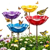Vogeltränke Winterfest, Gartenstecker aus Metall, Vogeltränke Blume Bienentränke, Vogelfutterhaus Gartenfiguren & Gartenstatuen Gartendeko für Draußen (4 Pcs)