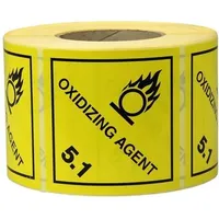 TransPak Etiketten Maße 100x100mm Papier gelb Aufdruck Oxidizing Agent