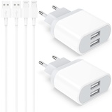 iPhone Ladegerät, 4-Pack Ladekabel 2M und USB Netzteil 10.5W for iPhone 11 Pro Max XR X XS Max 8 7 6 6S SE 5S 5 5C Plus 14 13 12, Charger Kabel Stecker Adapter Ladeadapter 6FT Nisiyama