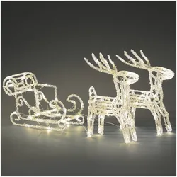 Rentiere mit Schlitten, 96 warmweiße LEDs